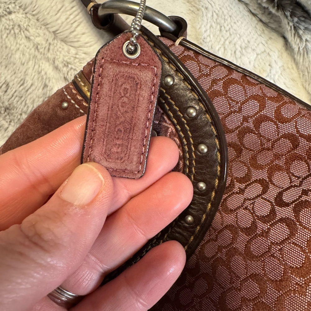 Coach - Limited Edition SoHo Studded Flap Hobo Bag - 2007 Burgundy - Picture 6 of 12